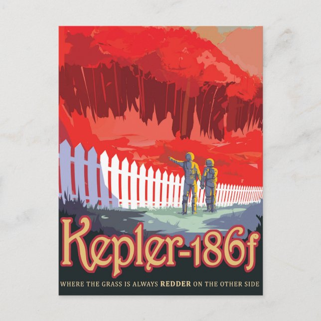 Retro Space Poster Of Kepler-186f. Postcard (Front)