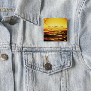 Retro Space Poster-Saturn's Largest Moon, Titan. 15 Cm Square Badge