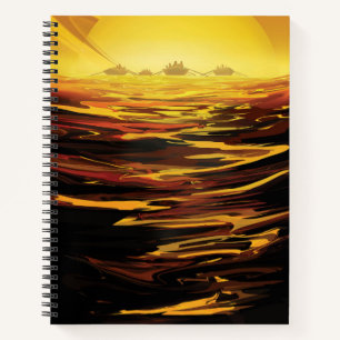 Retro Space Poster-Saturn's Largest Moon, Titan. Notebook