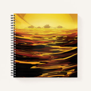 Retro Space Poster-Saturn's Largest Moon, Titan. Notebook