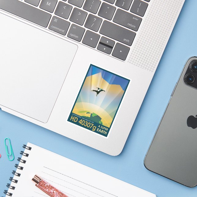 Retro Space Poster-The Gravity Of A Super Earth (Laptop w/ iPhone)