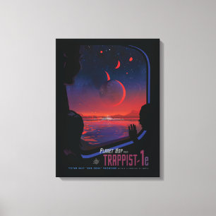Retro Space Poster - Viewers Observe Trappist-1e. Canvas Print