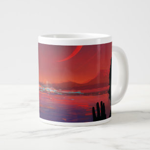 Retro Space Poster - Viewers Observe Trappist-1e. Large Coffee Mug