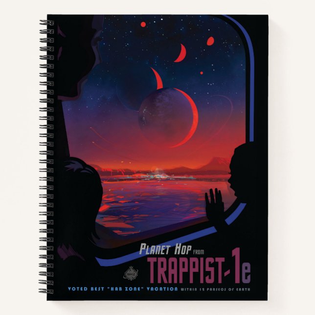 Retro Space Poster - Viewers Observe Trappist-1e. Notebook (Front)