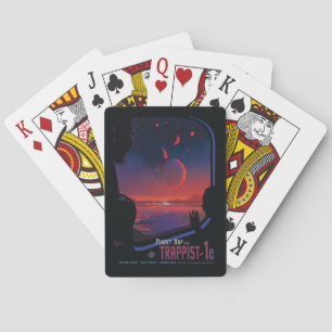 Retro Space Poster - Viewers Observe Trappist-1e. Playing Cards