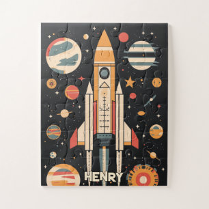 Retro Space Rocket Illustration Jigsaw Puzzle