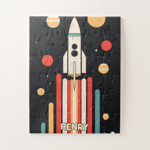 Retro Space Rocket Illustration Jigsaw Puzzle