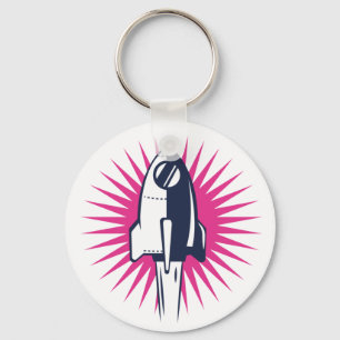 Retro Space Rocket Key Ring
