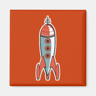 retro space rocket magnet