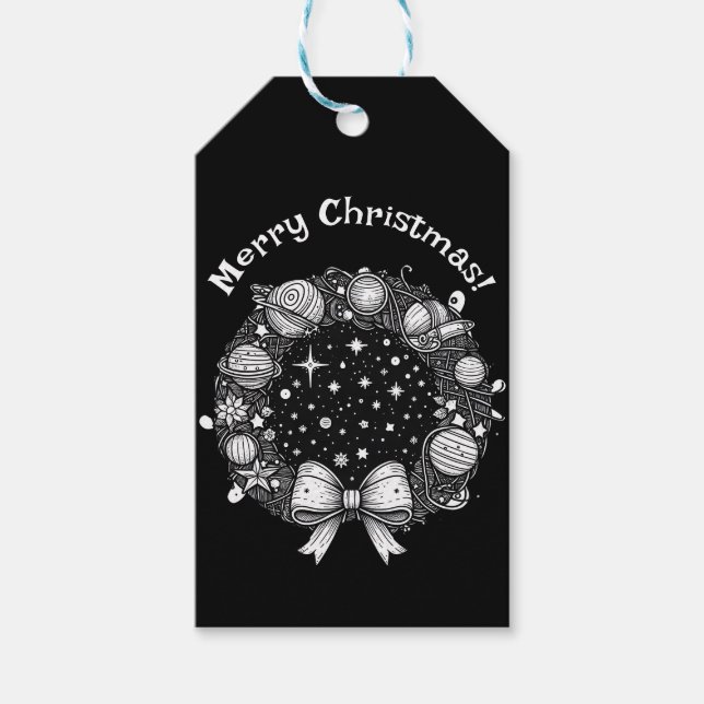 Retro Space-Themed Gift Tag | Cosmic Holiday Style (Front)