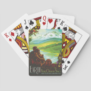 Retro Space Travel Poster-An Earth Science Mission Playing Cards