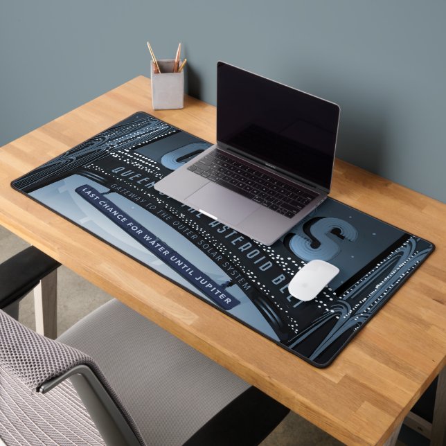 Retro Space Travel Poster-Dwarf Planet Ceres. Desk Mat (Office 2)