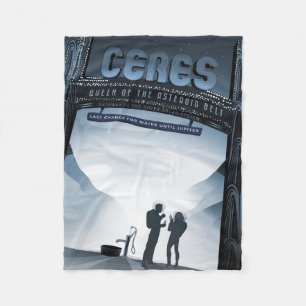 Retro Space Travel Poster-Dwarf Planet Ceres. Fleece Blanket