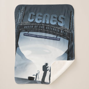 Retro Space Travel Poster-Dwarf Planet Ceres. Sherpa Blanket