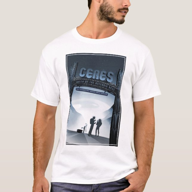 Retro Space Travel Poster-Dwarf Planet Ceres. T-Shirt (Front)