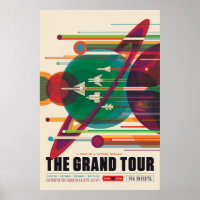 Retro Space Travel Poster- Solar System Grand Tour