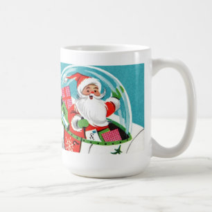 Retro Spaceship Santa Christmas Mug (full wrap)