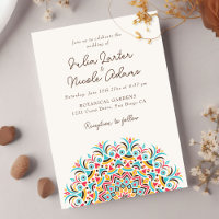 Retro Spanish Abstract Floral Mandala Wedding