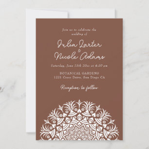 Retro Spanish Abstract Floral Mandala Wedding Invitation