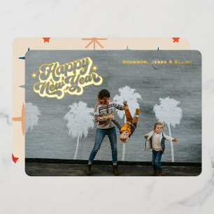 Retro Sparkle Happy New Year One Photo Gold