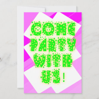 Retro Sparkle Neon Birthday Invitation