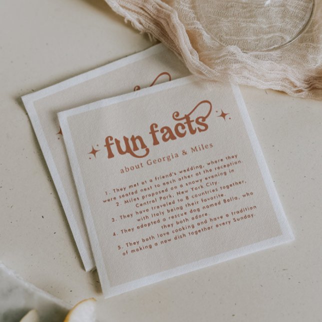 Retro Sparkles Fun Facts Wedding Napkins (Creator Uploaded)