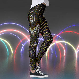 Retro Sparkles on Black Print Leggings
