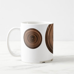 Retro speakers: brown, isolated white. coffee mug