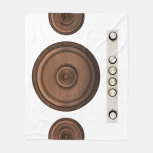 Retro speakers: brown, isolated white. fleece blanket