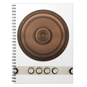 Retro speakers: brown, isolated white. notebook