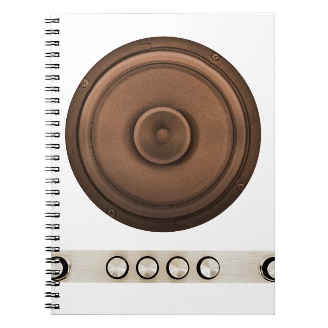 Retro speakers: brown, isolated white. notebook (Front)