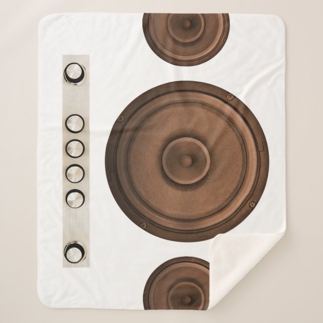 Retro speakers: brown, isolated white. sherpa blanket (Front)