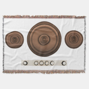 Retro speakers: brown, isolated white. throw blanket