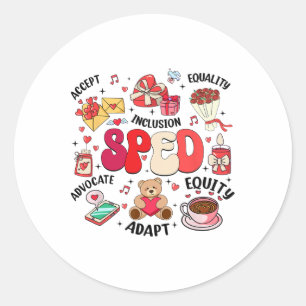 Retro Special Education Sped Teacher Valentine's D Classic Round Sticker