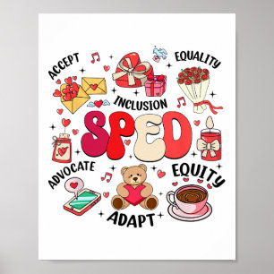 Retro Special Education Sped Teacher Valentine's D Poster