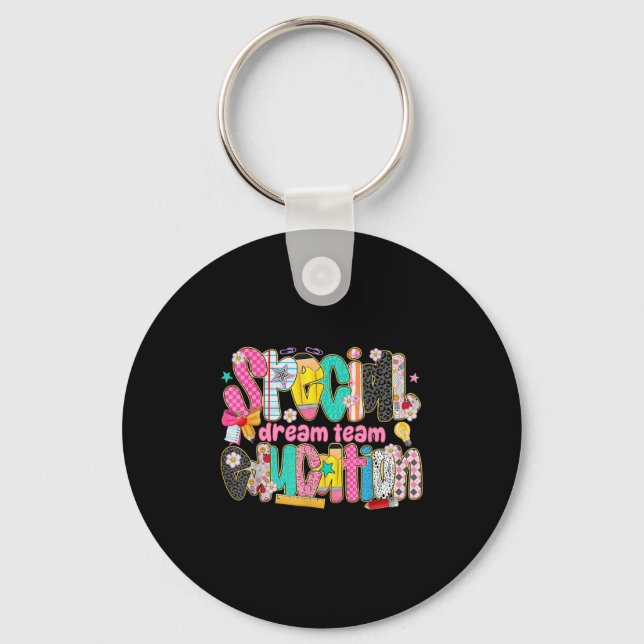 Retro Special Education Squad Dream Team Sped Teac Key Ring (Front)