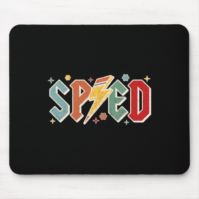 Retro Sped Teacher Pencil Lightning Bolt Back To S Mouse Pad (Front)