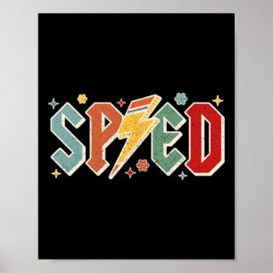 Retro Sped Teacher Pencil Lightning Bolt Back To S Poster