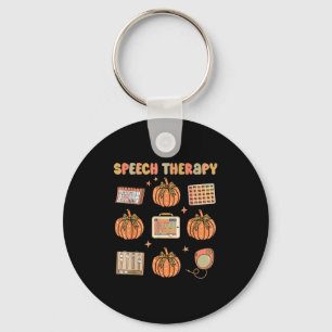 Retro Speech Therapy Slp Fall Pumpkin Speech Thera Key Ring