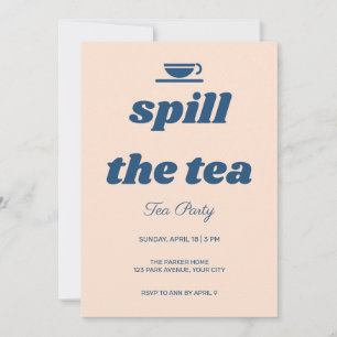 Retro Spill the Tea Tea Party Invitation