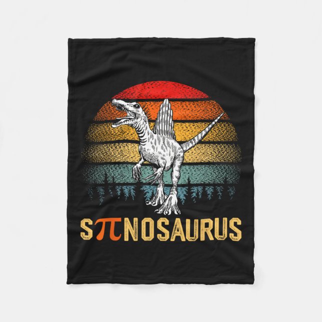 Retro Spinosaurus Happy Pi Day  Fleece Blanket (Front)