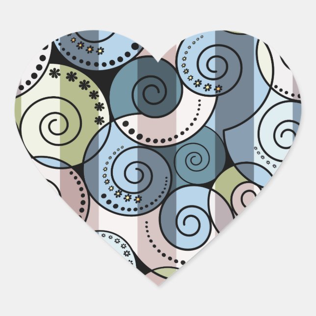 Retro, spiral heart sticker (Front)