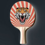 Retro Spiral Tiger Mascot Ping Pong Paddle<br><div class="desc">Introducing the Vintage Retro Tiger Mascot Custom Ping Pong Paddle - the perfect combination of style and substance! This unique paddle features a bold and eye-catching design, with a vintage tiger mascot illustration that harkens back to the glory days of ping pong. The retro-inspired design is sure to turn heads...</div>