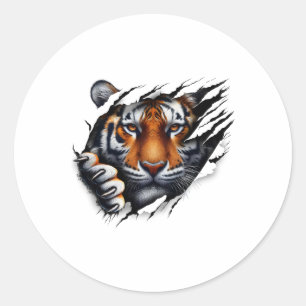Retro Spirit Tiger Face Shirt Design Footll Tiger  Classic Round Sticker