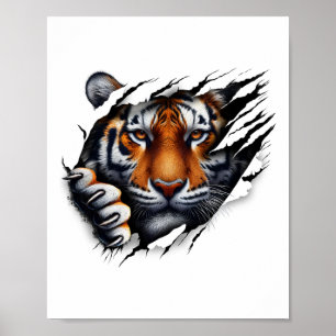 Retro Spirit Tiger Face Shirt Design Footll Tiger  Poster