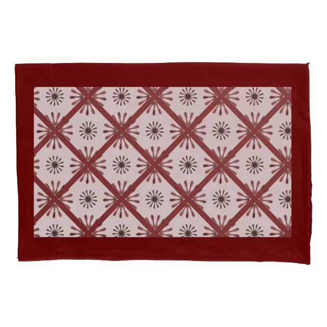 Retro Spiro Burst Geometric Pattern Maroon or Any  Pillowcase (Front-Left)