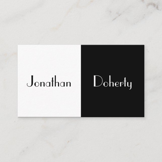 Retro Split Black and White Business Card (Front)