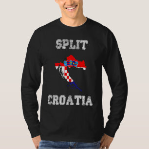 Retro Split Croatia Distressed Croatia Flag T-Shirt