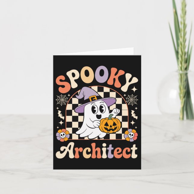 Retro Spooky Architect Halloween Architectural Pum Card (Front)