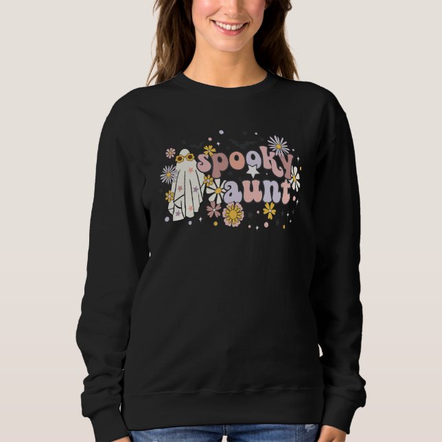 Retro Spooky Aunt  Family Halloween Matching Sweatshirt (Front)